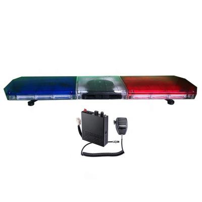 China Emergency Safety Vehicles DC 12V Top Warning Roof Turning LED Flashing Light Bar Police Light Bar With 100 Watts Horn Amplifier for sale