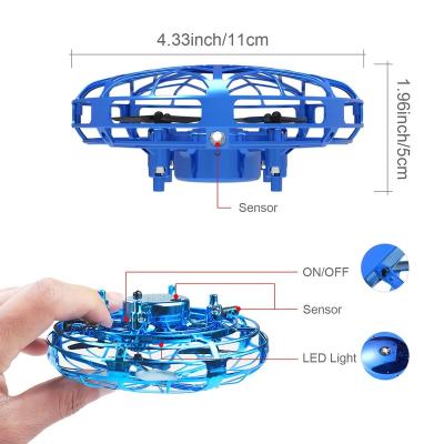 China Hand Control Mini Toy Flying UFO Drone With LED Lights Manual Easy Indoor Outdoor Flying Ball Drone for sale