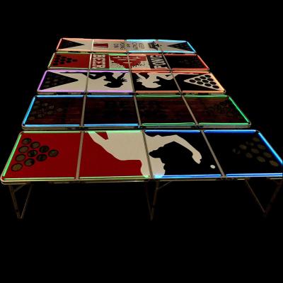 China Custom foldable Eco-freindly LED beer pong game table 8 legs beer pong portable folding table sturdy foldable legs for sale