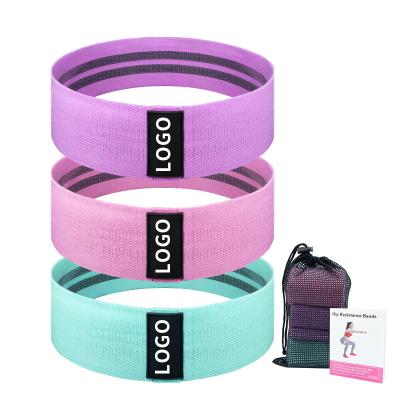 China 18~150LBS Amazon Logo Custom Set of 3 Resistance Bands Stretch Hip Circle Booty Band Gym Fitness Exercise Elastic Printed Bands for sale