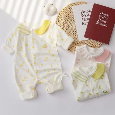 China 100% Cute Newborn Baby Cotton Pajamas Baby Overalls Doll Collar Summer Thin Knitwear for sale