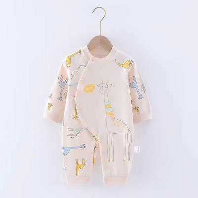 China 100% new style autumn style baby giraffe cotton baby pure cotton jumpsuit newborn boneless stitching boys' and girls' pajamas for sale