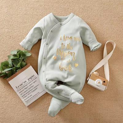 China Good Quality 100% Cotton Breathable Baby Romper Competitive Price Organic Baby Pajamas For Baby Winter Rib Long Sleeve Spring Overalls for sale