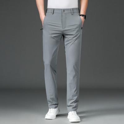 China Custom Logo Straight High Quality Fabric Men's Pants Anti-Wrinkle And Business Casual Trousers for sale