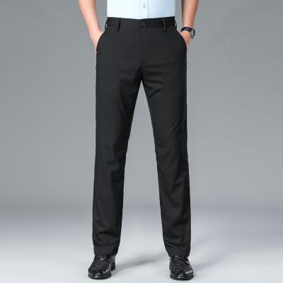 China Anti-wrinkle Men's Suit Pants Men Business Elastic Waist Classic Office Straight Formal Pants for sale