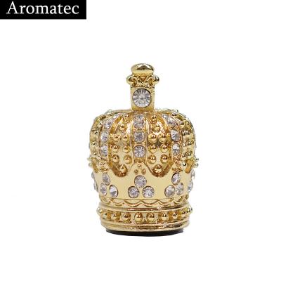 China Luxury Custom Cap Crown Perfume Capsule Zamac Metal Perfume Bottle Lids for sale