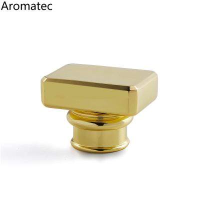 China Custom Square Perfume Cap Small Cap or King Size Gold Cube Perfume Cap for sale