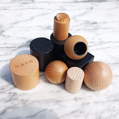 China Luxury Wooden Cap Perfume Bottle Lid Perfume Bottle Square Ball Shape Perfume Wooden Cap for sale