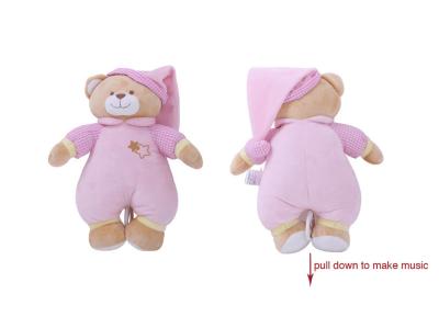 China 25CM Baby pull down musical / baby pram musical toy / baby crib pull down musical/ pink and blue bear with embroidery for sale