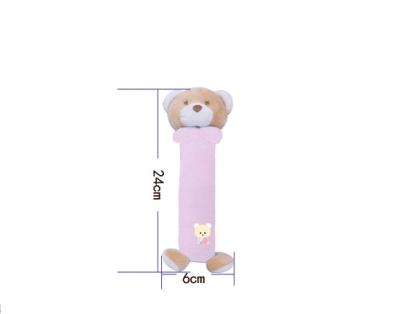 China 24CM Baby hand rattle / brown bear long body hand rattle / pink and blue bear with embroidery, rattle gift for baby for sale