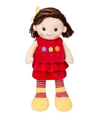 China 25CM Fashion dolls with embroidery flowers/ rag dolls for girls / kids, pink, dark pink, red dolls for sale