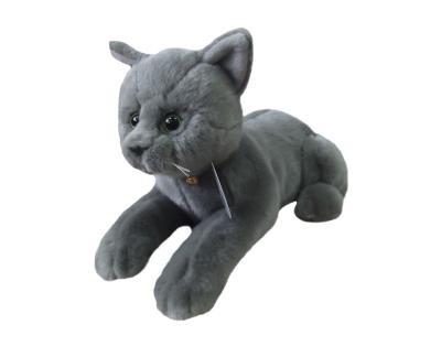 China 6'' lying plush stuffed grey cat for sale