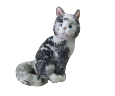 China 6'' sitting plush stuffed cat two-tone fabric for sale