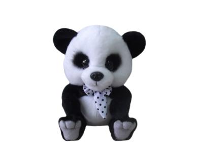 China 6'' sitting plush stuffed panda toy white and black / Kungfu Panda with bow for sale