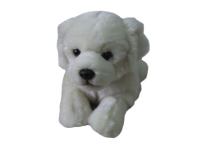 China 6''cream lying plush stuffed dog with plastic eyes for sale