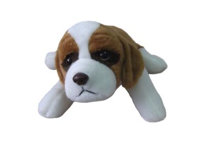 China 6'' lying plush stuffed bull dog brown & white for sale