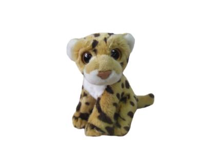 China 6'' sitting plush stuffed brown leopard with plastic eyes and nose for sale