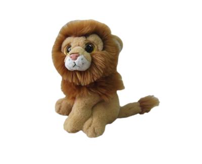 China 6'' sitting plush stuffed brown lion with crystal sparkling eyes for sale