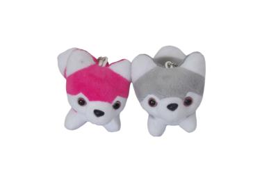 China 4'' plush stuffed mini fox with keychain pink and grey for sale