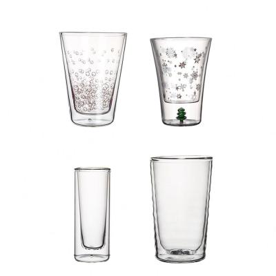 China Lead Free Soda Lime Glass Low Price With Double Handle Double Wall Coffee Mug Glass for sale