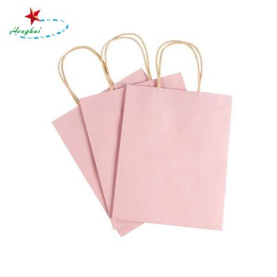 China Recyclable Paper Packaging Bags Kraft Paper Bag Pink for sale