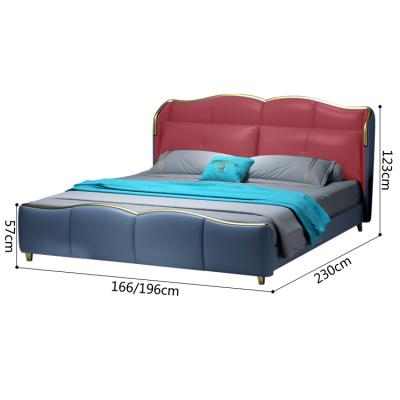 China Italian latest designer double bed high quality fabric bed frame from wooden apartment factory customization bed frame with headboard for sale