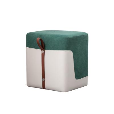 China Living Room Design Seating Square Foot Stools Velvet Combination Sofa Nordic Extendable Single Stool Chair With Free Wheels for sale