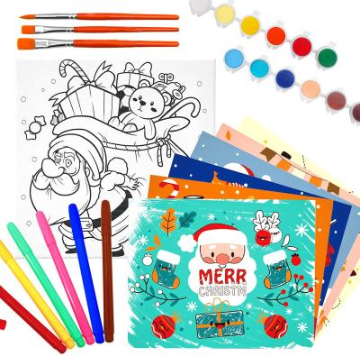 China Hot-selling 18 Pcs Painting Printed Canvas Panels And Painting Canvas Coloring Sets For Christmas Painting for sale