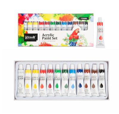 China Aluminum Tubes of Painting/Drawing Art Colors Set of Mini Kids Acrylic Paints 6ml Wholesale 12 Colors for sale