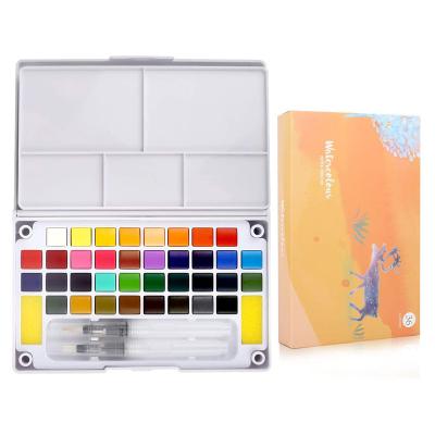 China Hot-selling Painting/Drawing Art Supplies Watercolor 36Color Solid Paints Set With 2 Water Brush Pen For Kids for sale