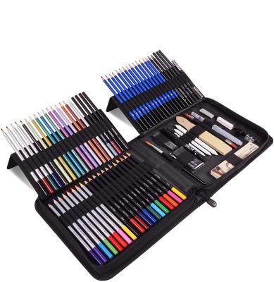 China Professional Art Supplies Drawing Kit Wholesale 84 Portable Pcs Case Sketch Drawing Pencil Set For Artist Painting for sale