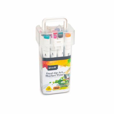 China White Painting / Drawing Custom 12 Pcs Alcohol Based Art Markers Pens Double Tip for sale