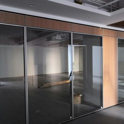 China Wholesale Contemporary Single Double Canopy Tempered Glass Office Partition Mute 90 Tempered Glass Room Divider for sale