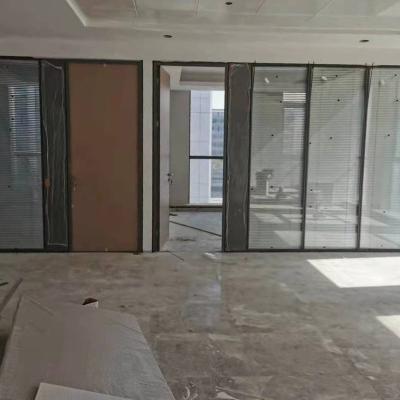 China Contemporary Wholesale Design Office Glass Wall Divides Double Mute Canopy Steel Aluminum Glass Partition for sale