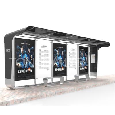 China Intelligent Outdoor Bus Stop Smart Bus Stop With Advertising Light Box for sale