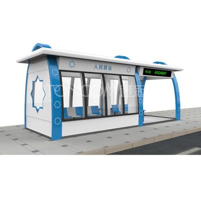 China Customized Height Design Smart Outdoor Bus Station Shelter City Advertising Bus Stop Shelter for sale