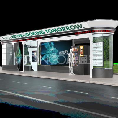 China Smart Solar Power Bus Shelter Stop Station With LED Display Advertising Billboard for sale