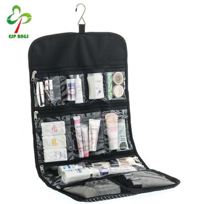 China Hanging Bag Organizer Black With White Large Size Folding Large Size Women's Hanging Cosmetic Organizer Toiletry Bag Polka Dots Various Compartments for sale