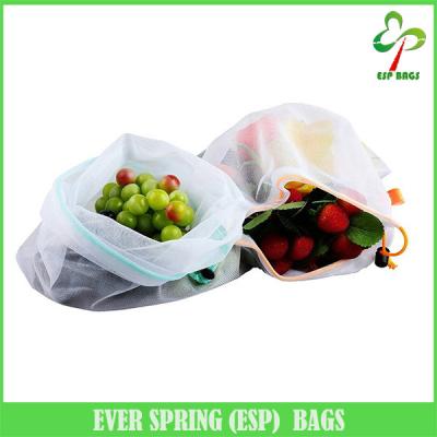 China Recyclable Set of 5 Premium Reusable Mesh Produce Bags with Drawstring, Breathable Eco Friendly Net Bags for Vegetables and Fruits for sale