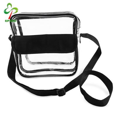 China Clear Transparent Messenger Bag NFL Stadium Approved Transparent Clear Shoulder Messenger Bag With Front Pocket for sale