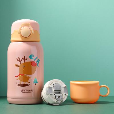 China 500ml Kids Sustainable Cartoon Bpa Free Vacuum Colorful Water Bottles With Straw Stainless Logo for sale