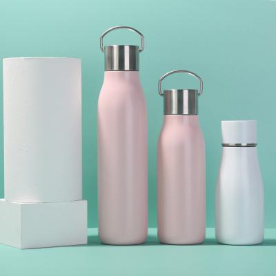 China Hot Selling PORTABLE 18/8 Stainless Steel Double Wall Insulated Narrow Mouth Sports Water Bottles for sale