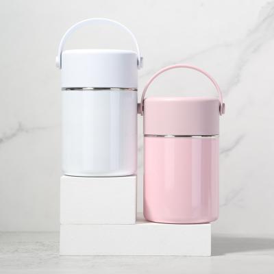 China Wholesale PORTABLE Wide Mouth New Design Insulated Food Jar With Folding Spoon for sale