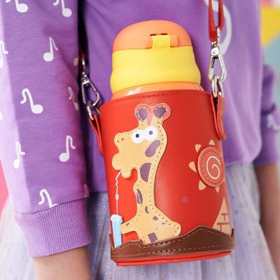 China 2021 Custom Cartoon Style 480ml Double Wall PORTABLE Vacuum Insulated Kids Water Bottle With Straw for sale