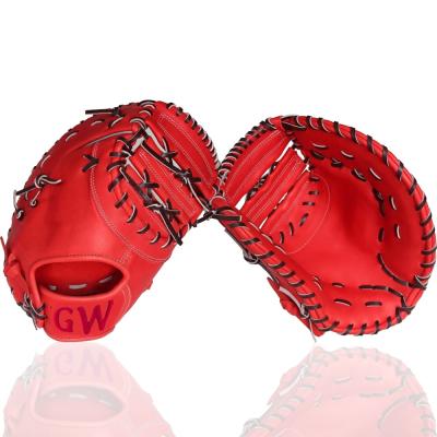 China Wholesale High Quality Low Glove Kip Leather First Base Mitt Red Leather Sports Baseball Glove First for sale