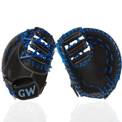 China Sports Wholesale Black Kip Leather First Base Mitt Leather Web High Quality Single Catcher Mail Glove for sale