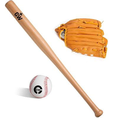 China OEM High Quality Baseball Practice Hitting Bat 24 Inch Wood Bats With PU Leather Baseball Glove Kids Baseball Set for sale