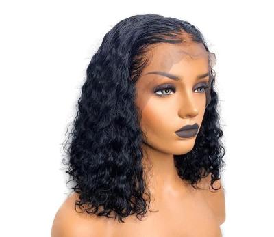 China Wholesale 150% Density Preplucked Frontec Short Curly Lace Front Wig For Black Woman 14 Inch Wave for sale