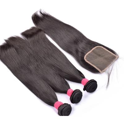 China Free Shipping Peruvian Straight Virgin Hair Double Weft Bundle With Closure for sale