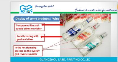 China Adesivo de etiqueta personalizado para características impermeáveis duráveis à prova de lágrimas à prova de óleo à prova de calor à prova estática brilhante / fosco ou transparente / não transparente à venda